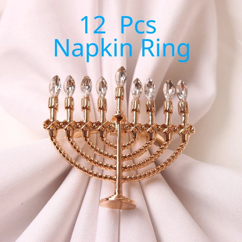 12pcsmenorahNapkinringhoteldiningtabledecorationnapkinbuckle