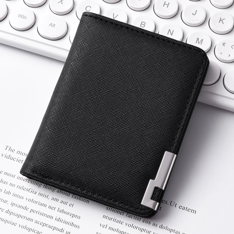 Men's Premium Short Wallet Small Leather Clutch for College Students Thin Youth Multi Card Slot Male Simple Card Holder