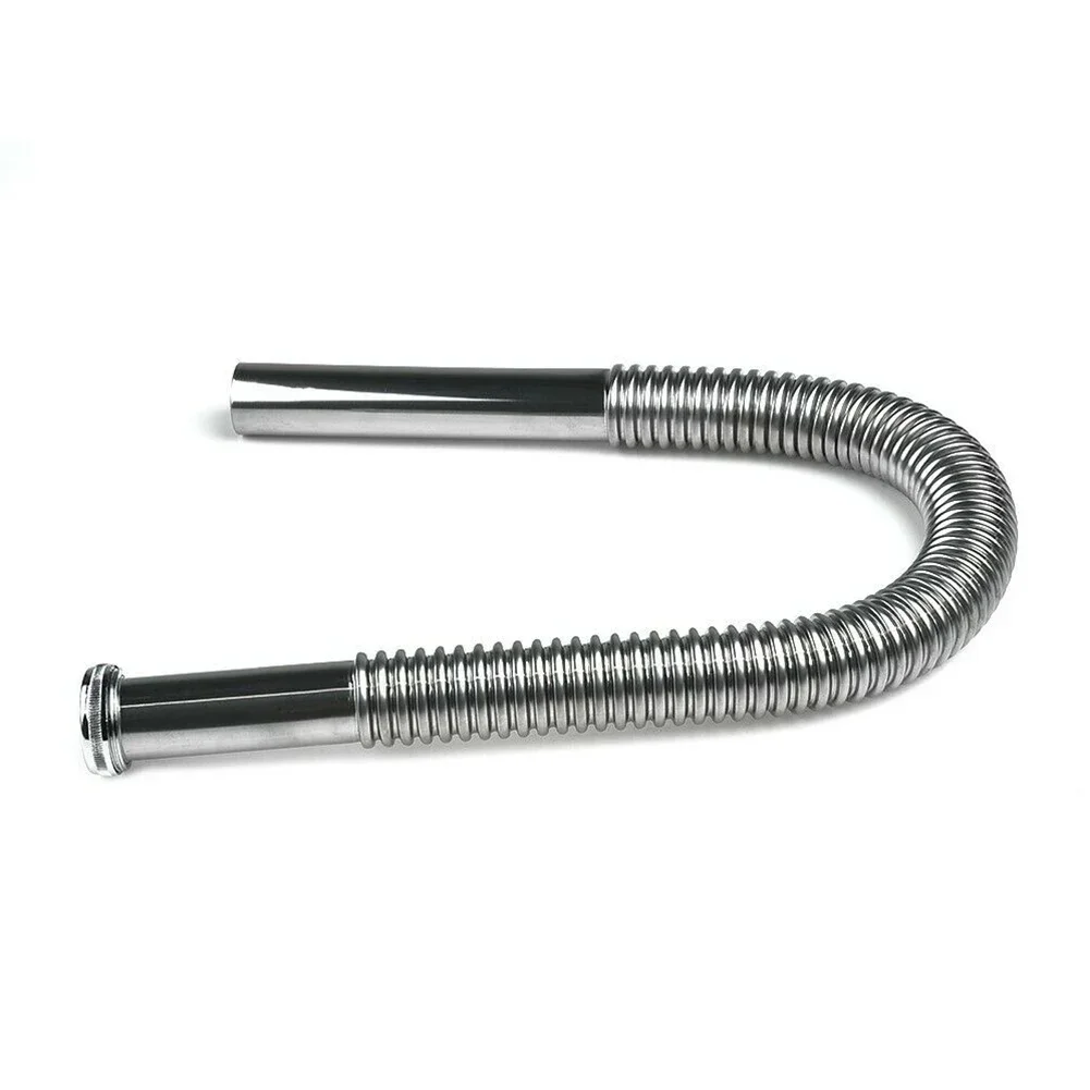 Stainless Steel Bathroom Sink Siphon Waste Drain Flexible Pipe Hose 80cm 1pcs Silver Kitchen Fixture