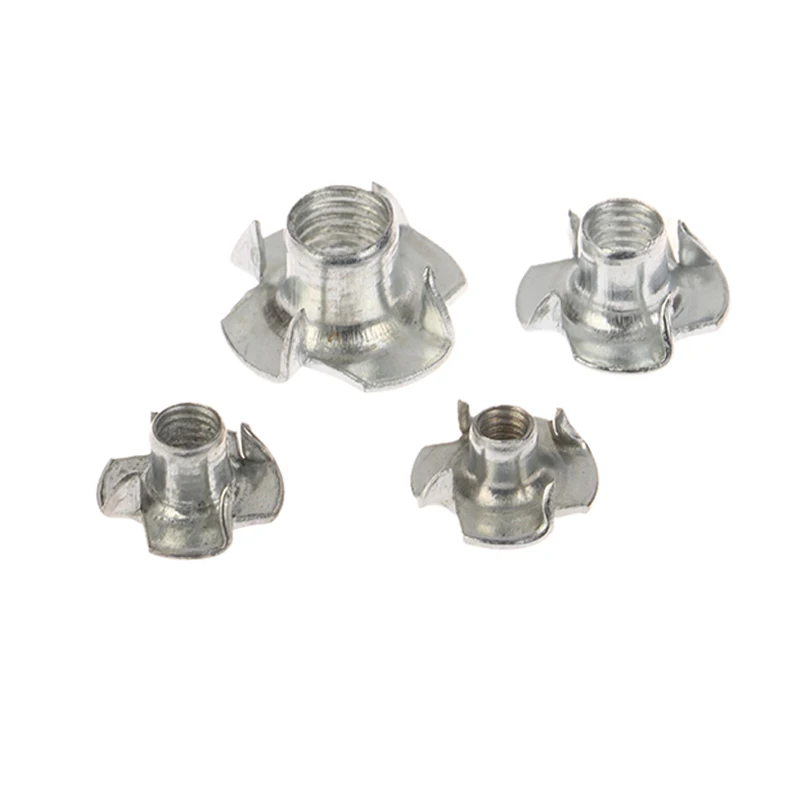 

10PCS High-quality M5 M6 M8 M10 Zinc Plated Four Claws Nut Speaker T-nut Blind Pronged Insert Tee Nut Home Furniture Hardware