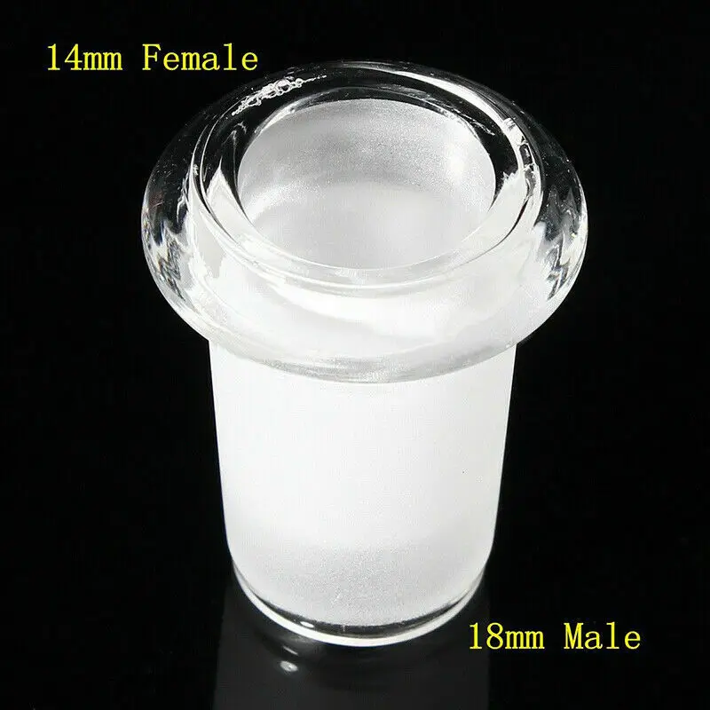 1pcs 14mm Female to 18mm Male Clear Glass Expander Reducer Adapter Connector Lab 4
