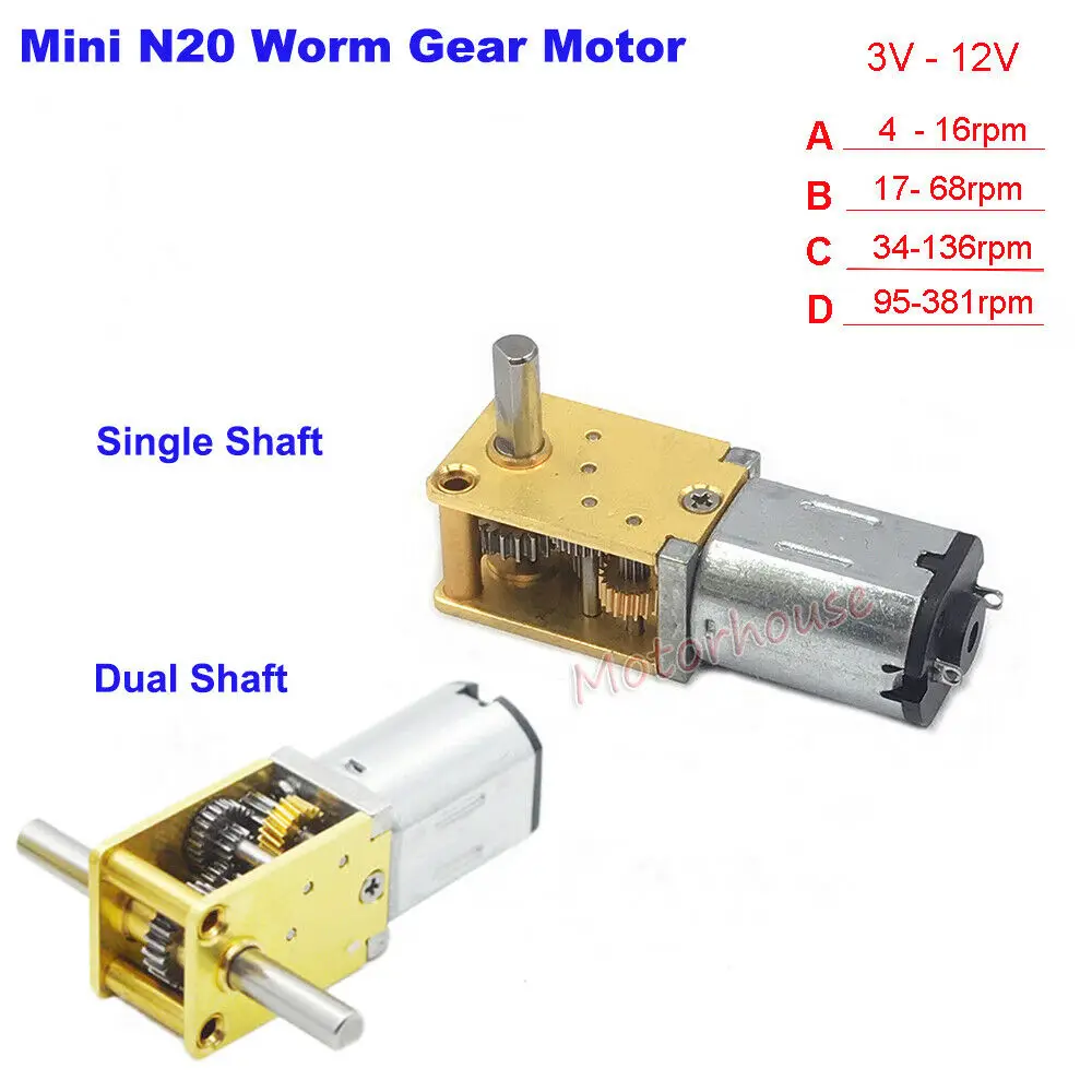 N20 Full Metal Gear Box Motor Singal/ Dual Shaft Dc 3v 6v 12v 4rpm