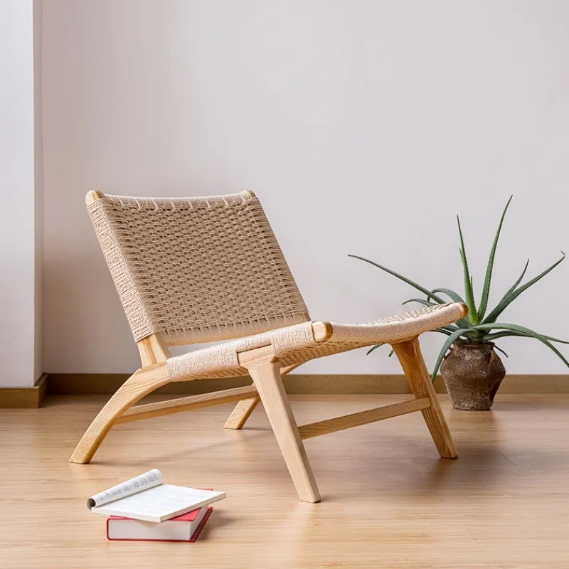 Saddle Chair Leisure Coffee Lounger Balcony Solid Wood Rattan Single Sofa Leisure Area Cigar Golf High-grade Woven Chair