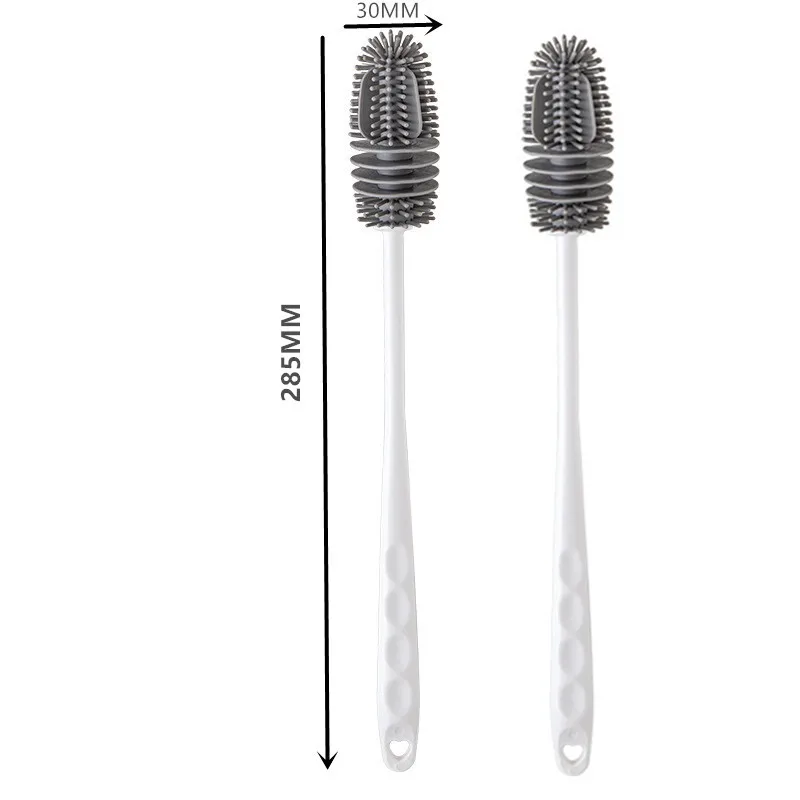 Versatile Long-Handle Silicone Cleaning Brush for Bottles and Glassware