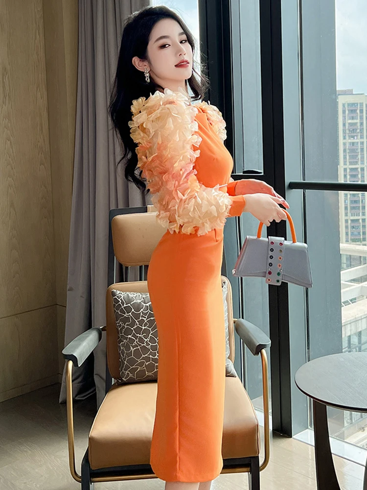 New Fashion Spring Autumn Formal Long Dress Women Clothing Elegant Luxury  Chic O-Neck Skinny Midi Party Prom Mujer Robe Vestidos - AliExpress  200000345