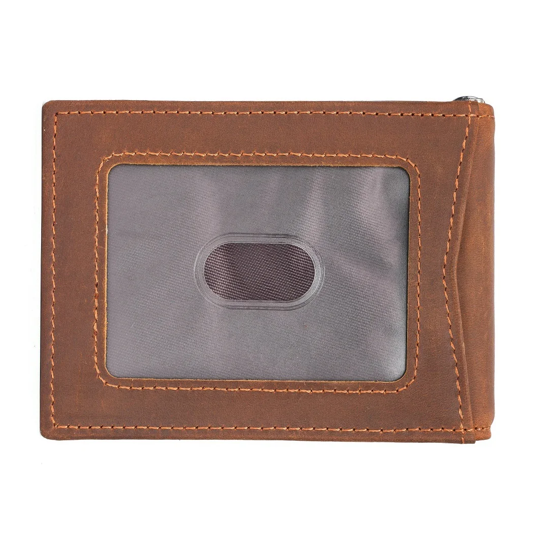 Leder-Geldbörse mit Vordertasche und Geldklammer, personalisierter Geldhalter, Geldscheinfach mit Geldklammer – Detail 6