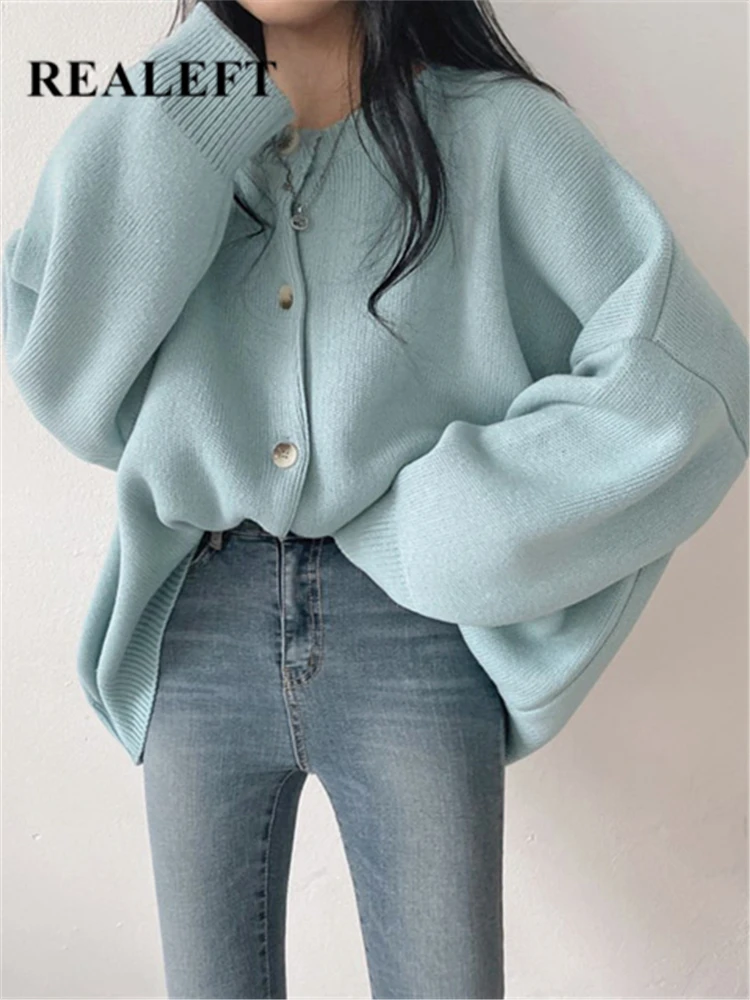 

Женский однобортный Кардиган оверсайз с длинным рукавом, свободного покроя