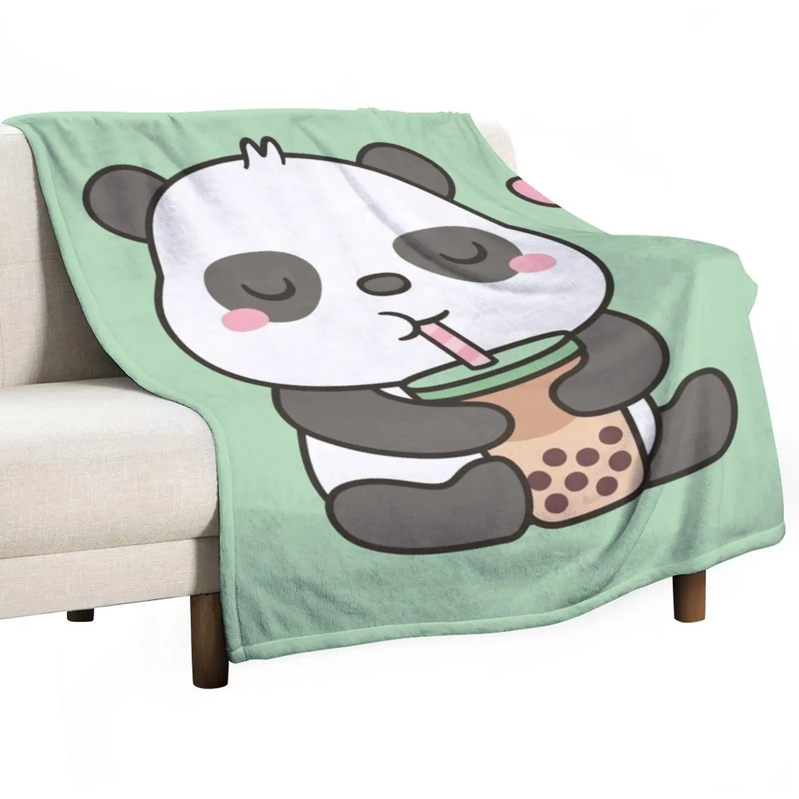 

Cute Little Panda Enjoying Boba Tea Throw Blanket Retro Blankets Weighted Blanket Stuffed Blankets throw blanket for sofa