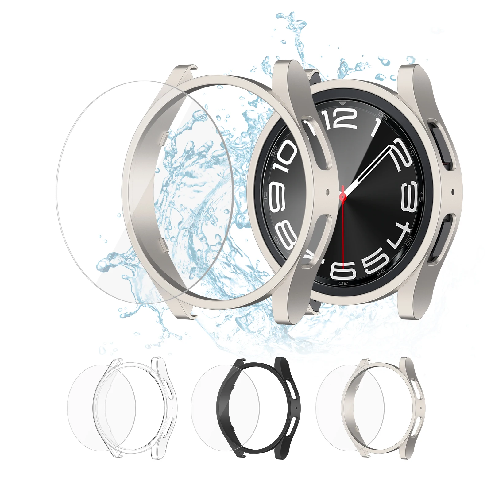 Cubierta de reloj + película para Samsung Galaxy Watch 6, Protector de pantalla de 40mm, funda protectora + película para Galaxy Watch 6, 5, 4, 40mm, lote de 3 piezas