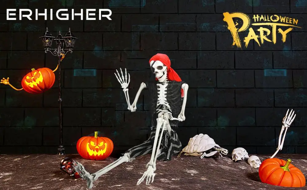 165cm Plastic Skeleton Life Size Imitation Full Body Realistic Bones With Posable Joints Pirate Styling Halloween Pose Decor