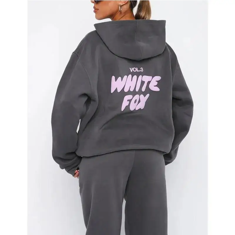 Women's hoodie set, printed in wool font, loose fitting hoodie, two-piece sports pants checkered pants set sports clothes spring