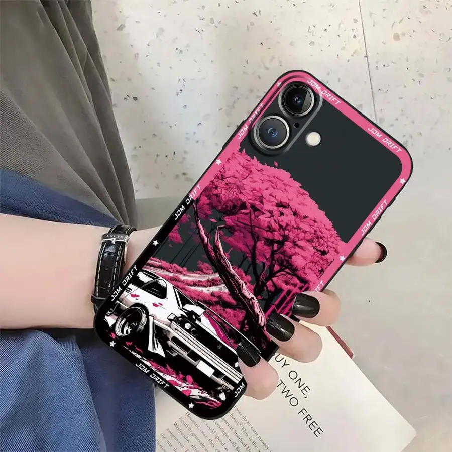 Japanese JDM Drift Car Black Soft Phone Cover