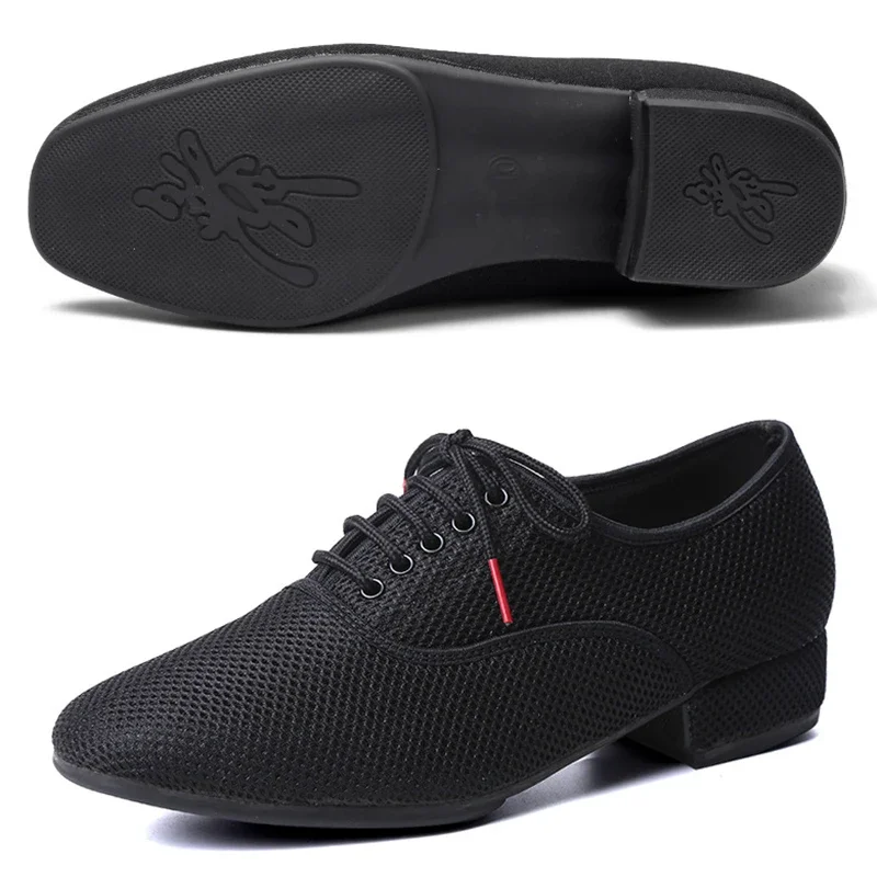 Male Latin Dance Shoes Men Salsa Jazz Ballroom Modern Tango Black Mesh Soft Sole Training Sneakers 39-46