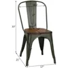 18 Inch Dining Chair Set of 4, Industrial Vintage Stackable Metal Chairs, Counter Bar Chairs with High Backrest, Wood Seat 3
