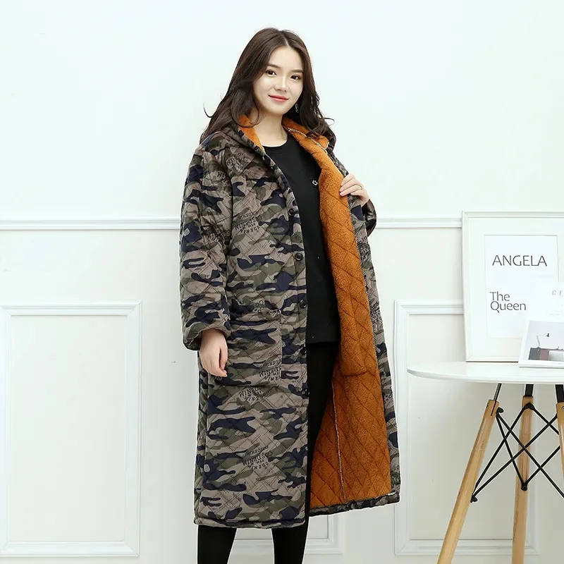 

2023 Winter New Loose Thickened and Plushed Covercoat With Cotton for Warm Men's and Women's Extended Work Suit Coat Cotton Coat