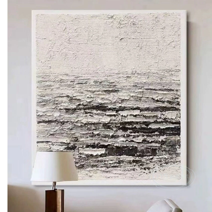 

Nordic Modern Abstract Thick Oil Application Beach Handmade Oil Painting Decoration Mural For Bedroom Dining Room Sofa Mural