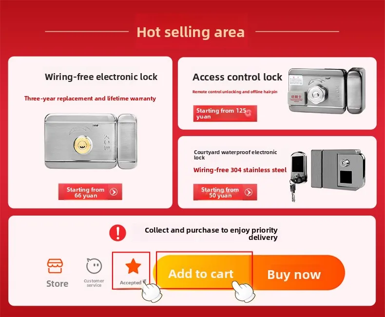 stainless steel baking paint electric control lock single and double head commun