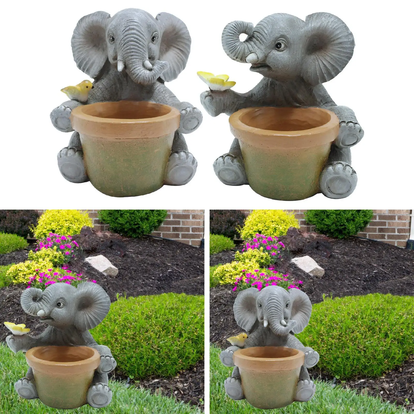 https://ae01.alicdn.com/kf/S392c7e78521e4bb983d8de0acb4be793d.jpg Garden Elephant Statue Planter Plant Pot for Porch Office Indoor/Outdoor