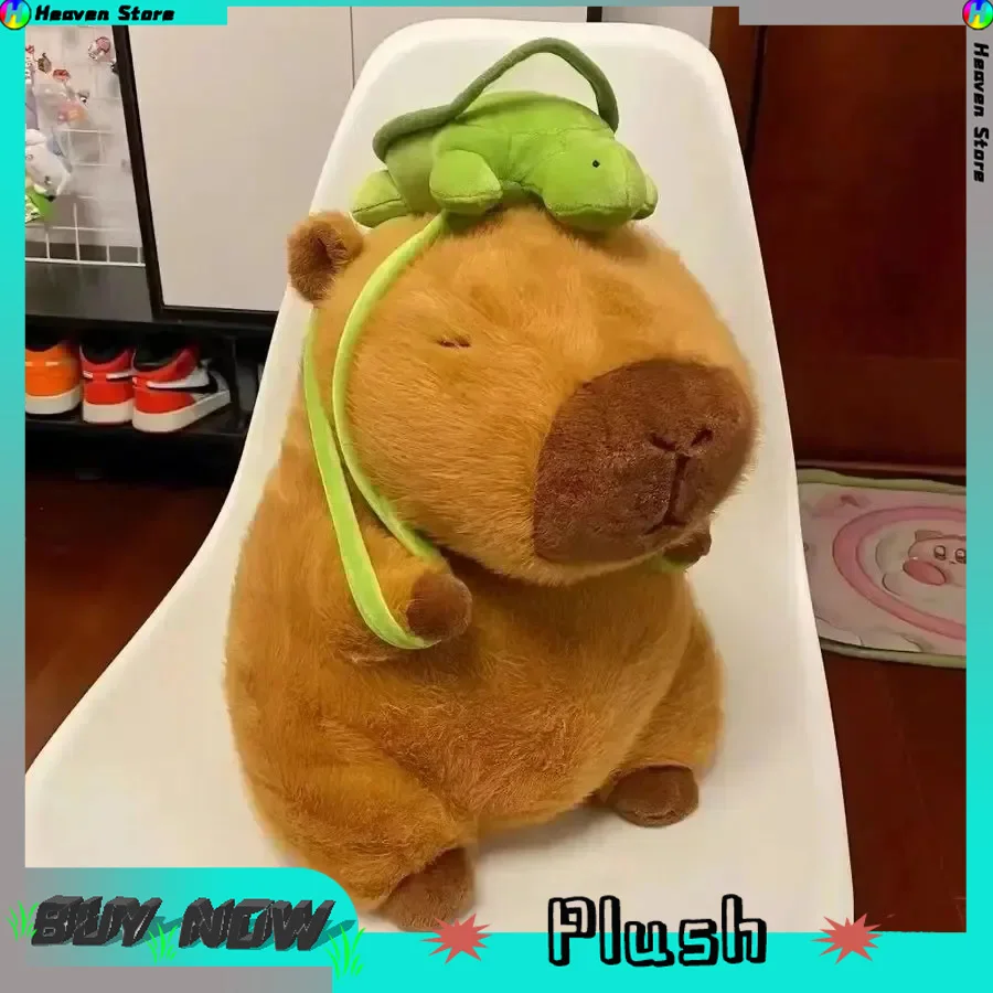 

45cm Capybara Plush With Turtle Backpack Simulation Capibara Anime Fluffty Doll Cute Stuffed Animals Doll Xmas Gift Kid Toy 10cm