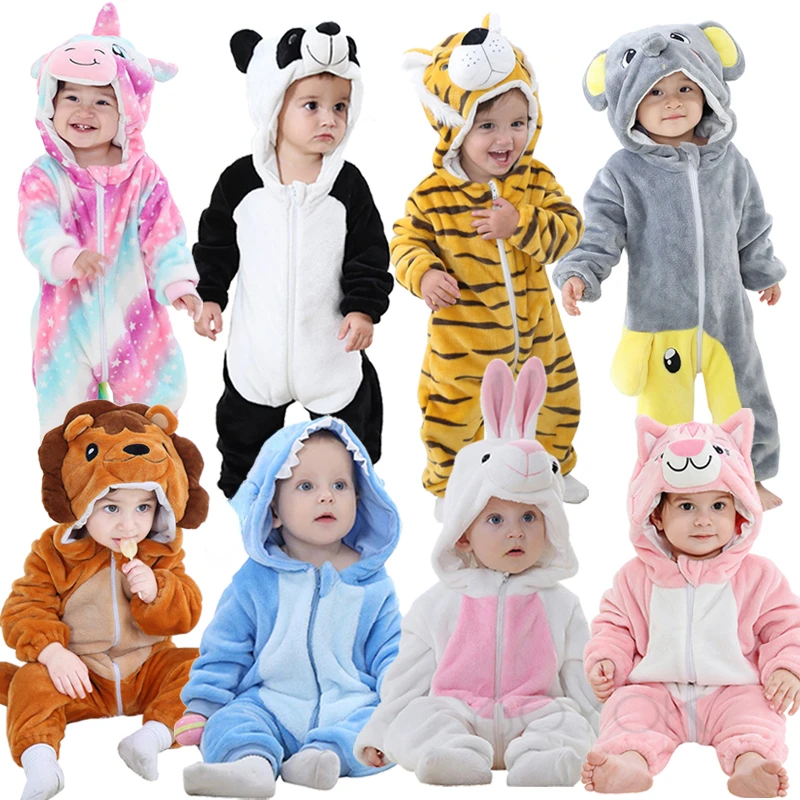 Kigurumi Anime Onesie Kids Unicorn Pajamas 1 2 3 4 Years Duck Bunny Owl Animal Cosplay Clothes Winter Soft Warm Children Pyjamas