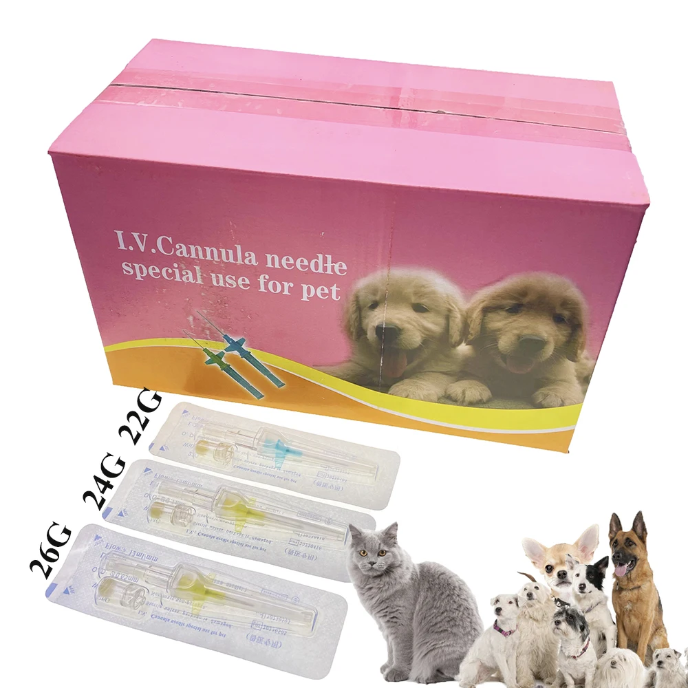 Haustier, Katze, Hund, Tiere, IV-Kanüeln mit Heparin-Kappe, geflügelter Hülle, Platz für einen Katheter, Zugang, die in Ader ungeschwellen, 5 Stück/15 Stück/25 Stück