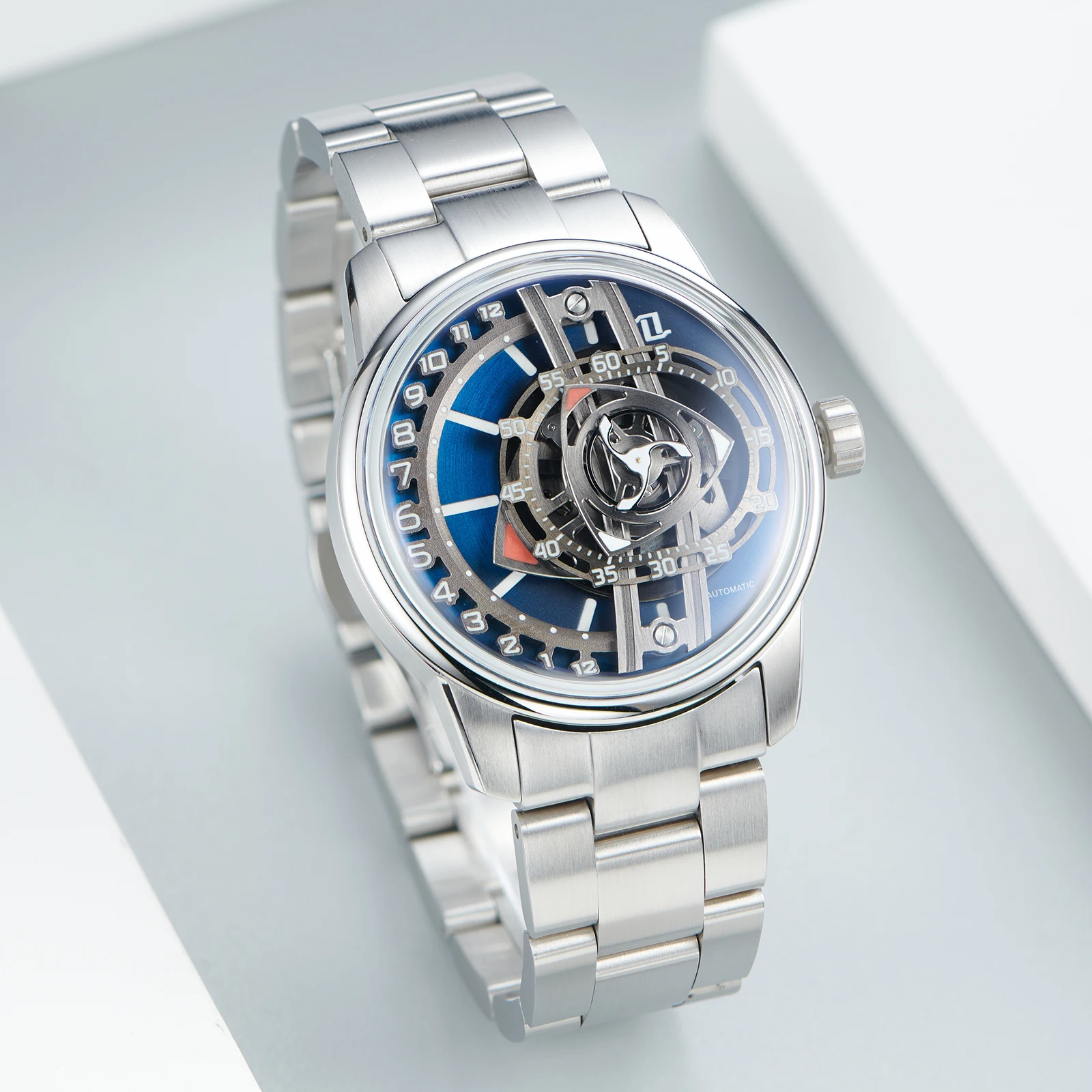 OBLVLO JM-Rotor-YLLL, orologio da uomo con cinturino in pelle, impermeabile, automatico, super luminoso, in carbonio forgiato, orologio meccanico classico da uomo, JM-ROTOR-YLLL, Moda