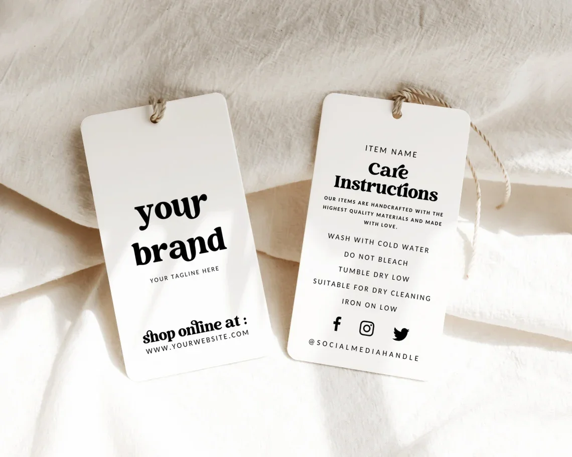 600gsm 50PCS 1.75x3.5inches Round Corner Paper Hang Tags with Strings, Personalized Clothing Price Labels, Gift Label