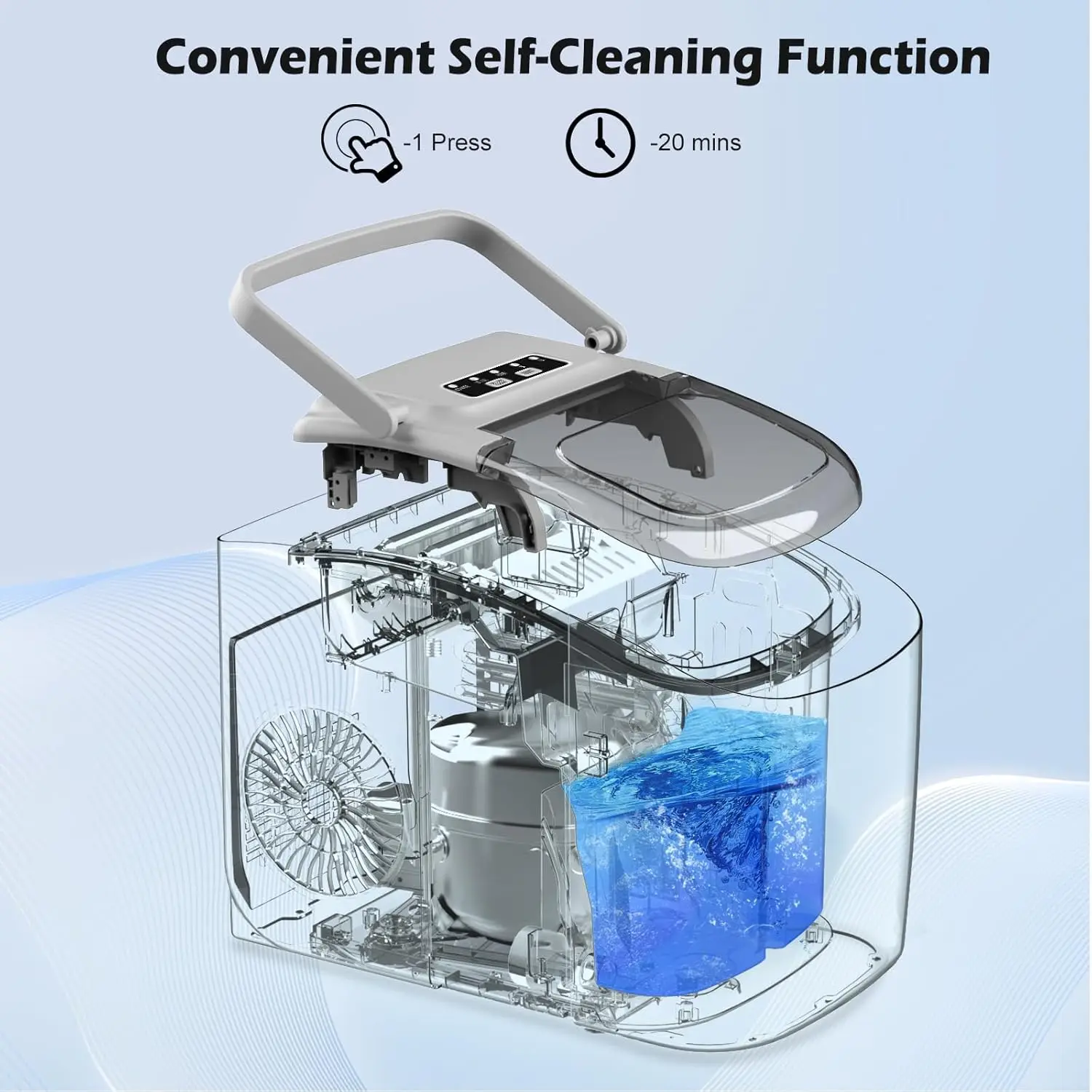 Countertop Ice Maker, Portable Maker Machine with Carry Handle, Self-Cleaning Ice Makers, 9 Bullet in 6 Mins 26.5Lbs/24H