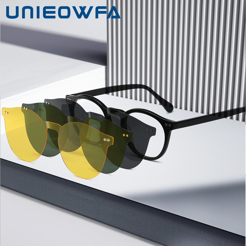 3Pcs Polarized Clip on Sunglasses Men Optical Prescription