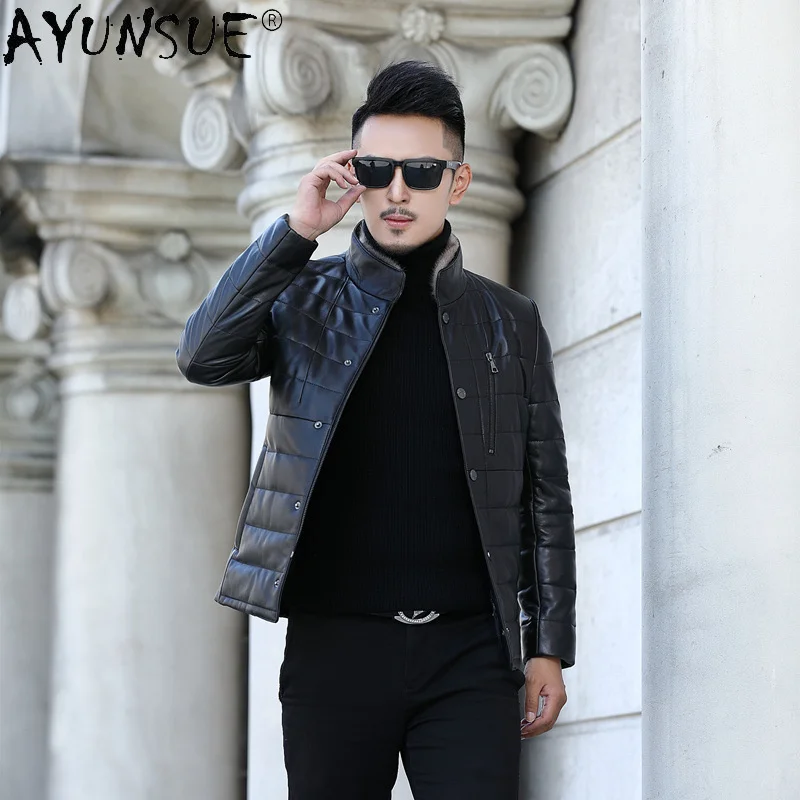 

Genuine SheepSkin Leather Jacket Men Clothing Winter Clothes Down Jackets Real Mink Collar Coats Chaquetas Hombre LXR877