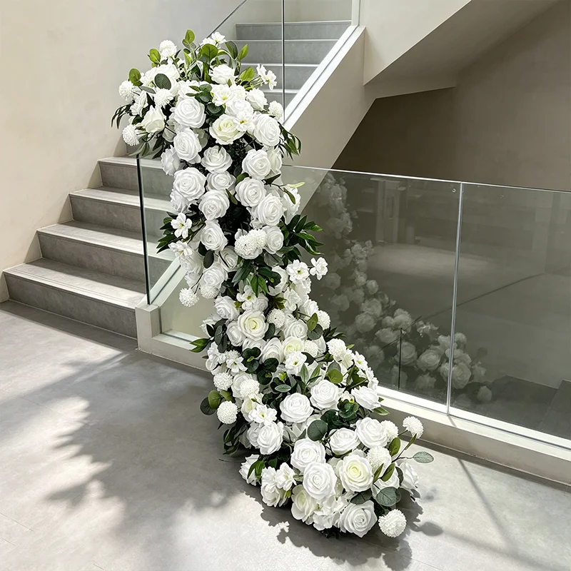 200 cm künstliche Rosenblume, Hochzeits-Hintergrundwanddekoration, Sofaläufer, Party-Wanddekoration, Tischdekoration, Bühnendekoration, Heimdekoration