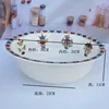 36CM Thickened Enamel Basin Kitchen Vegetable Basin Wash Basin Large Retro Old-fashioned Iron Bowls Plates Trays Lotus Pattern 3