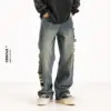 American Spring and Autumn Season Men and Women Trendy Personalized Loose Straight Jeans Couple Retro Washed Casual Pants y2k 1