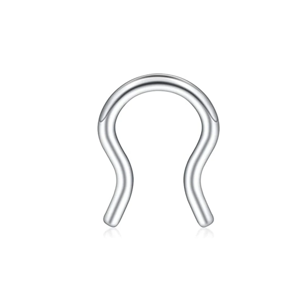 WKOUD Clear Flexible Septum Retainer Plastic & Surgical Steel Nose Septum Ring Piercing Jewelry For Women Men Sean
