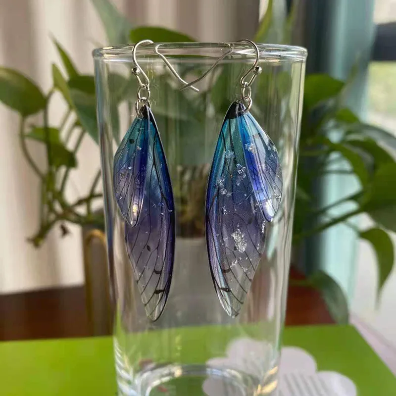 Fairy Clear Gradient Resin Simulation Wing Drop Earrings Butterfly Earring For Women dangle earrings drop earrings butterfly earrings