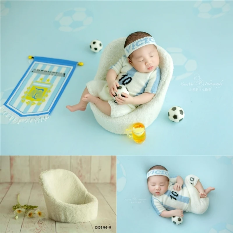 Newborn Photography Props for Baby Football Theme Backdrop Knitted Outfits Posing Sofa Fotografia Studio Shooting Photo Props newborn baby photography props pants cosmetics magazine theme set backdrop poster glasses studio shooting photo props