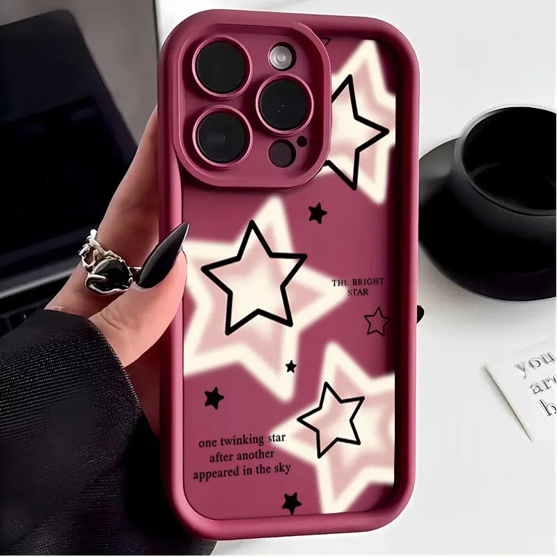 Black Pink Stars Creative Soft TPU Phone Case