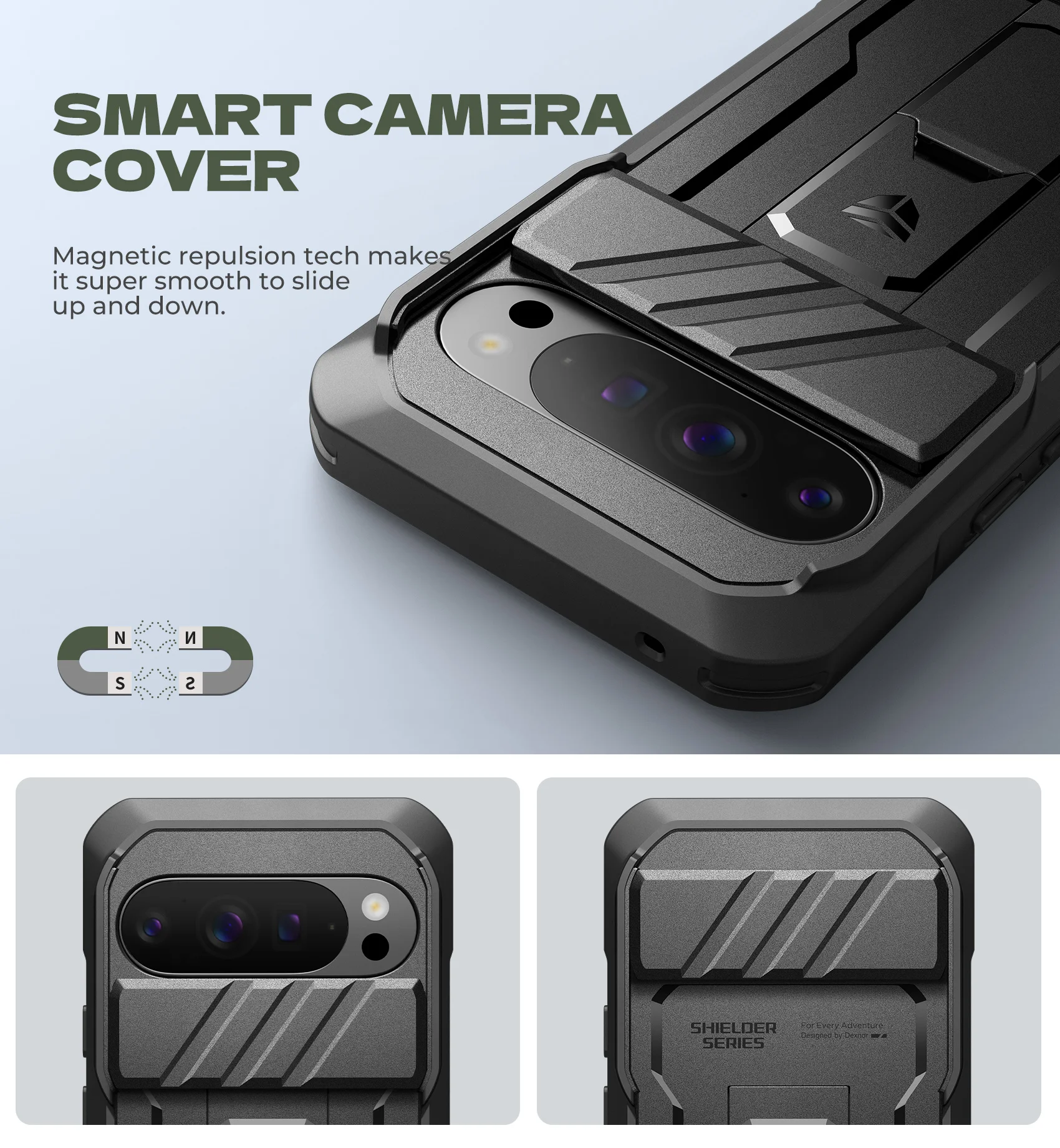 Slide Camera Cover & Screen Protector Kickstand Rugged Shockproof Case