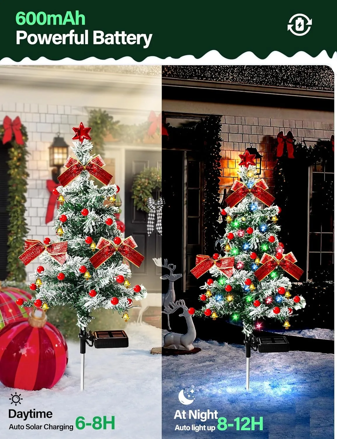 Solar Powered Cedar Christmas Tree Light Waterproof Outdoor Light for Garden Lawn Christmas Festival Party Atmosphere Decor