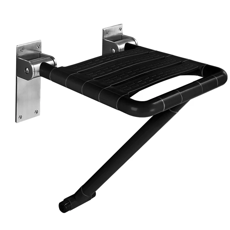 Bathroom Wall Mounted Folding Chairs Disabled Bath Seat Chair,Special Shower Chair for The Elderly Black Non-slip Shower Bench 2
