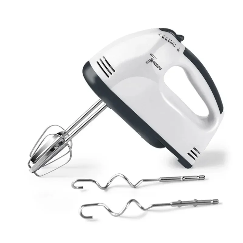 Handheld Electric Egg Beater, Household Automatic Mixer, Egg White and Cream Beater, Mini 7-speed White