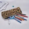 Retro Leopard Triangle Pencil Case Jungle Animal Print Girls Boys College Zipper Pencil Box Kawaii Leather Pen Bag 5
