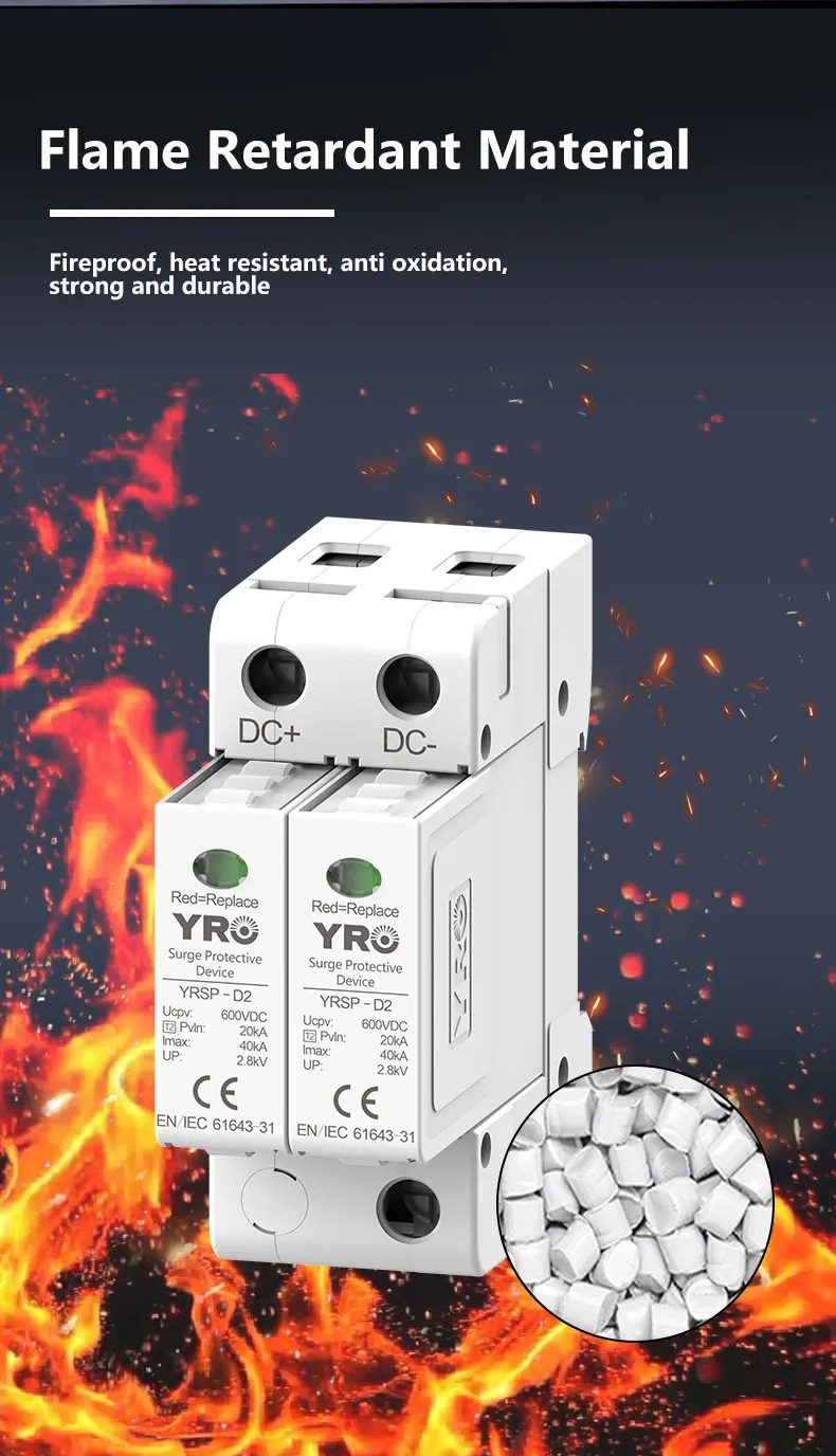 Surge Protective Device SPD DC 600V 1000V 2P 3P 20KA~40KA Low-voltage Arrester D