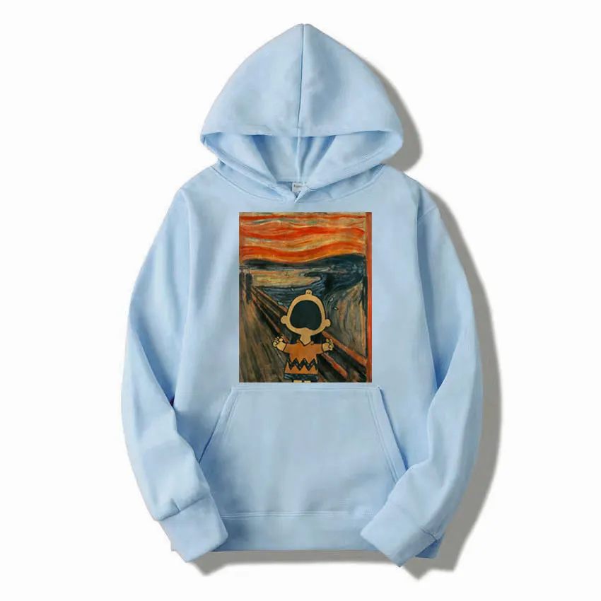 thumbnail image 1 of Sudadera con capucha de Peanuts Charlie Brown Scream Artsy para hombre y mujer, sudadera de gran tamaño con dibujos animados a la moda, para primavera y otoño, 1 of 5