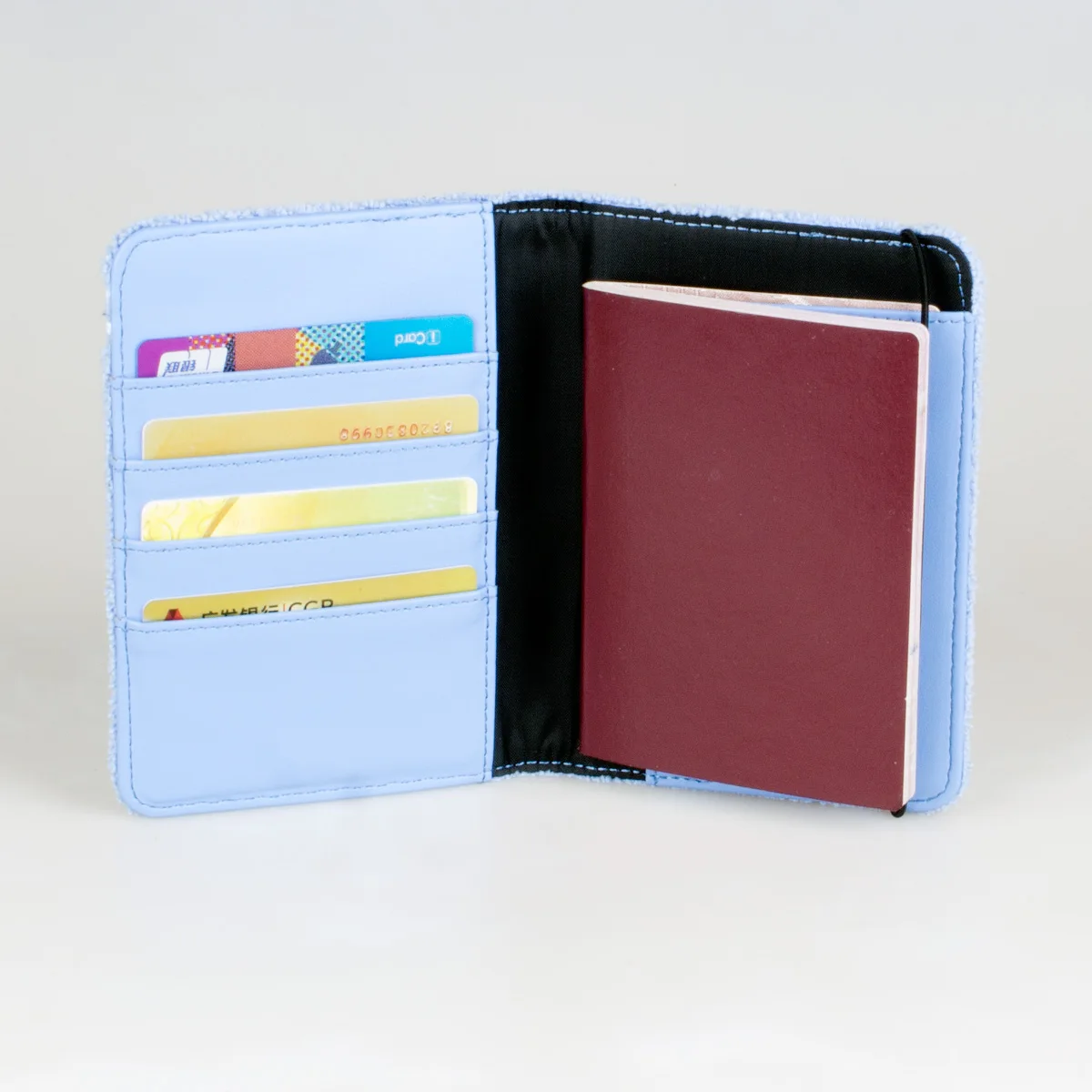 High quality towel cloth passport wallet, stylish personalized card clip, flight clip
