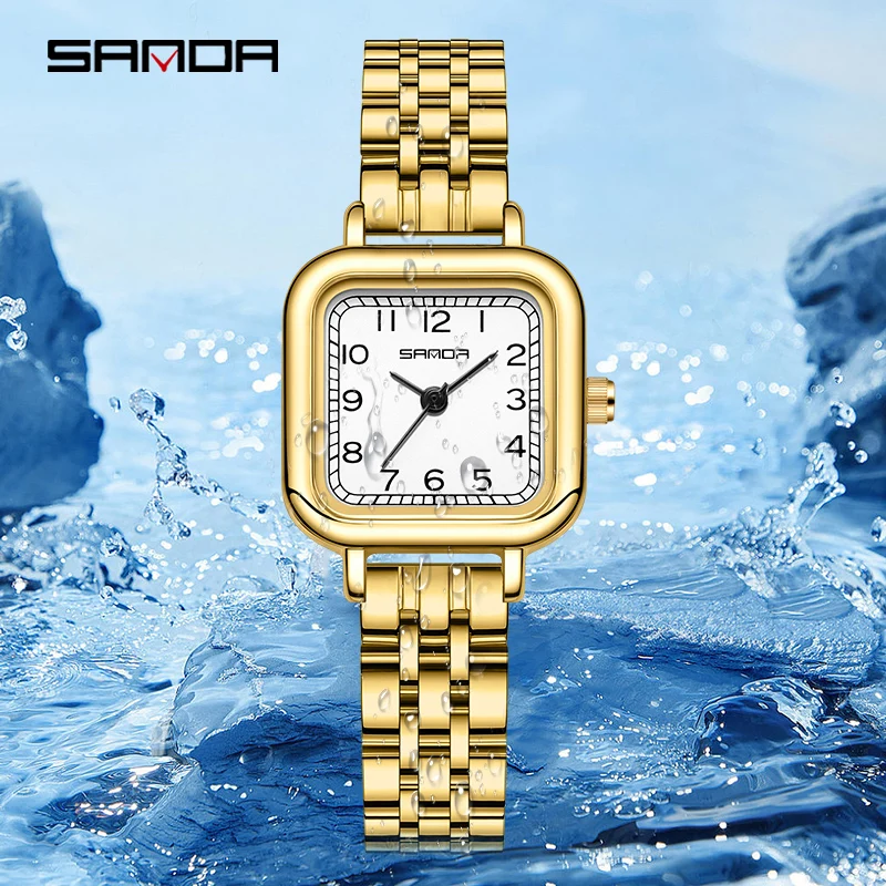 Fashion Temperament Waterproof Quartz Women's Belt Simple Fresh Watch Top New 2023 Sanda 1120 Watch Square Watch