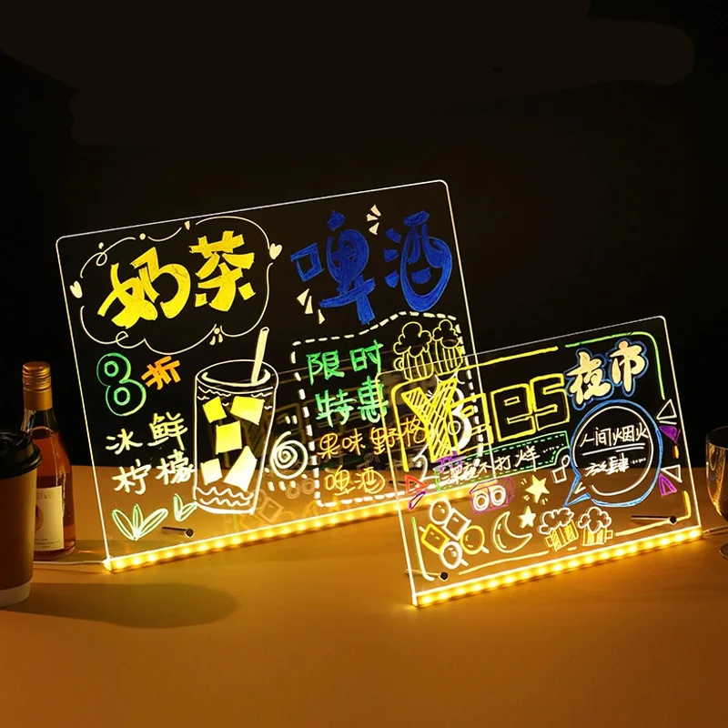 Giocattolo da disegno per bambini Tavolo da disegno a LED Lavagna per appunti a LED Lavagna acrilica fai-da-te con penne colorate Lavagna luminosa Wordpad con luce notturna - immagine 3