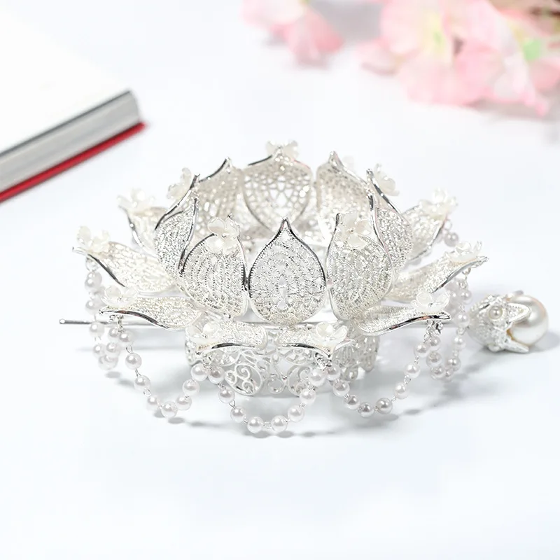 Children's Pearl Headband Girls' Princess Alloy Hair Bun Decor With Large Beads Hair Stick Simple Design For Girls Women