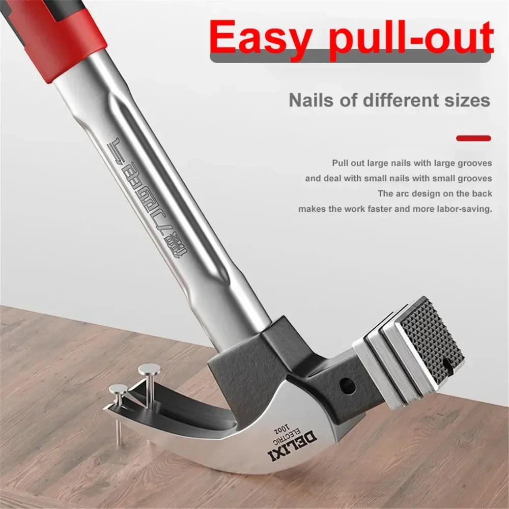 Multifunctional Hammer DELIXI Genuine Fiber Claw High Carbon Steel Hammer Handle Woodworking Nail Pulling and Hammering Tools 4