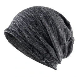 Unisex Striped Slouch Beanie Hat - Soft Knit, High Elasticity, Perfect (Gray)